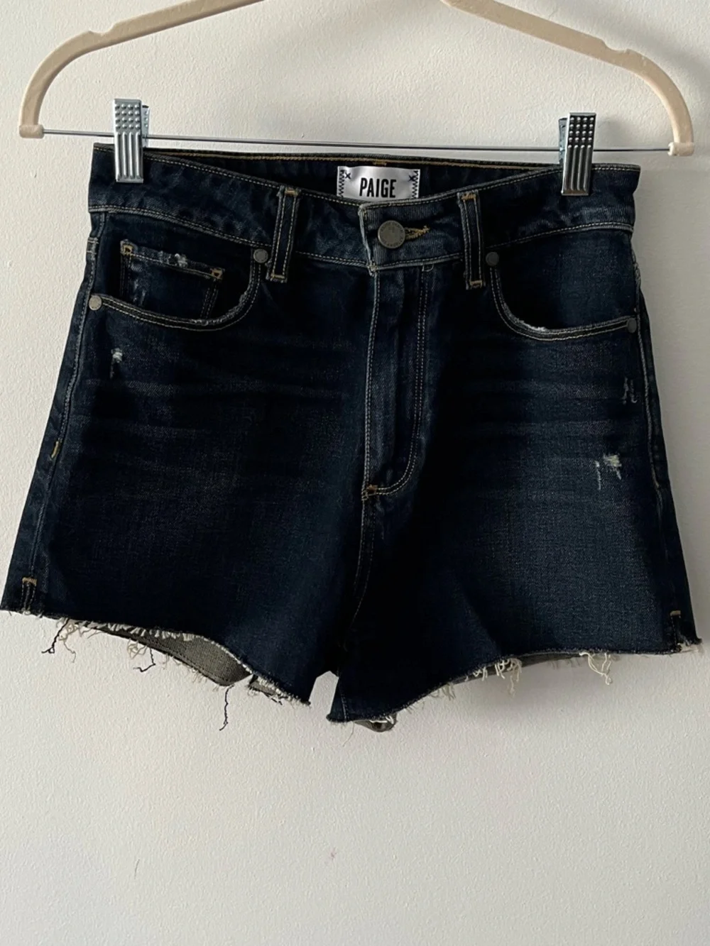 PAIGE: The Margo Dark Blue Denim Cutoff Shorts Sz 26